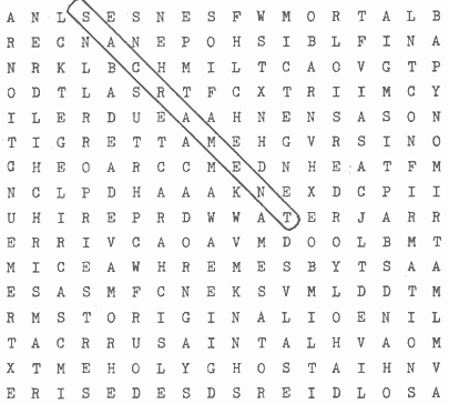 Word Search Quiz on the Sacraments of Baptism and Confirmation