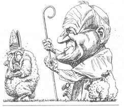 Economist cartoon of Pope and wayward sheep