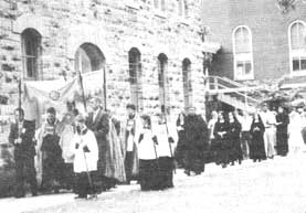 The outdoor procession of the Blessed Sacrament