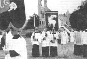 The procession returns to the chapel for Vespers