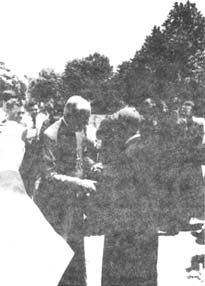 Archbishop Lefebvre greets and welcomes Mgr. de Castro Mayer