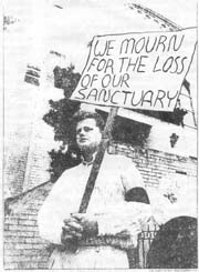 Placard says,