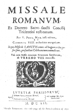 Missale Romanum cover from  1652