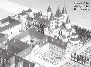 model of the abbey in the 18th century