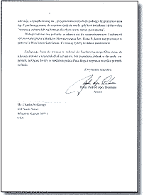letter of Monsigniore Pedro Lopez Quintana 