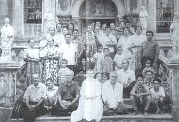 The faithful on the church steps