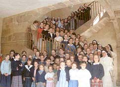 stairwell filled with girls