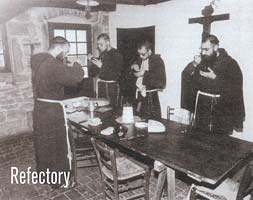 monks standing at table